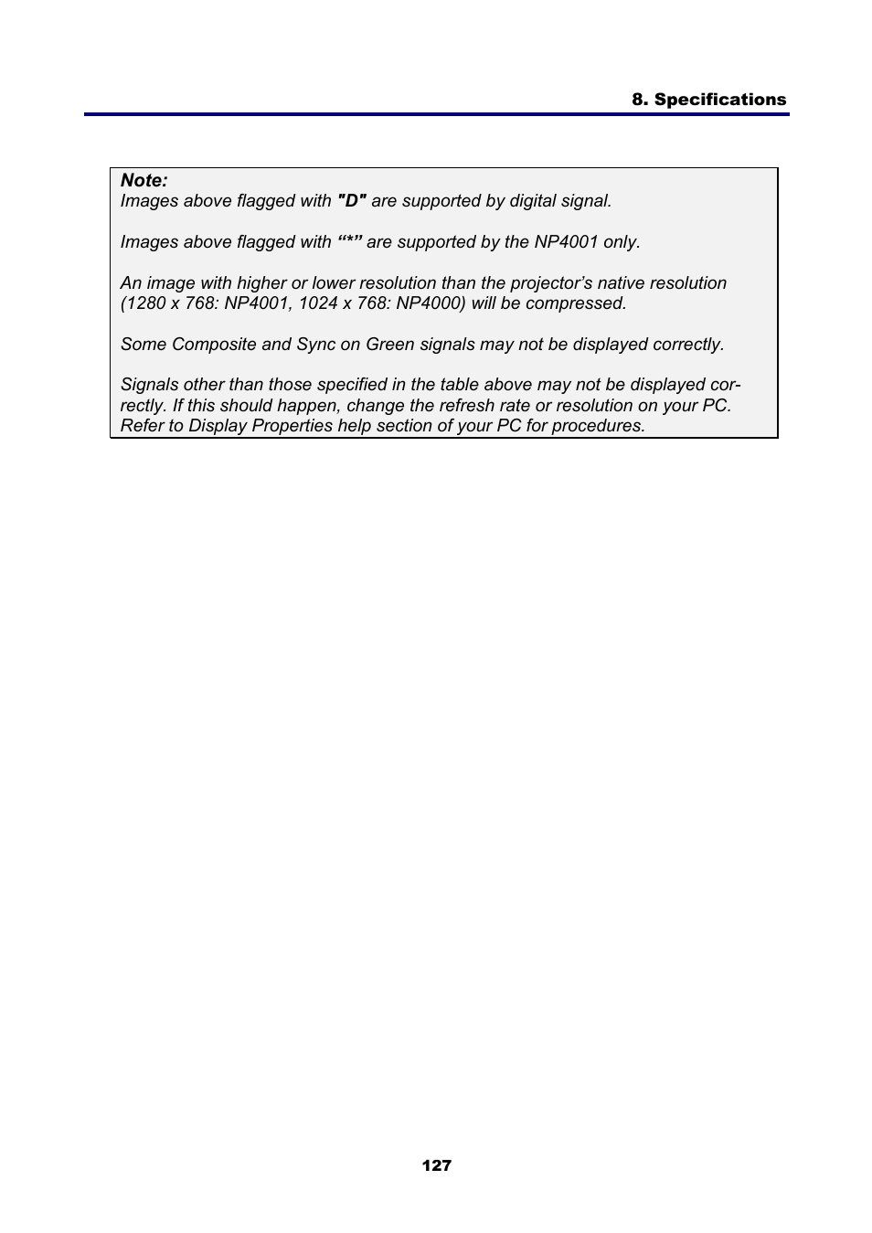 NEC NP4001 User Manual | Page 139 / 151