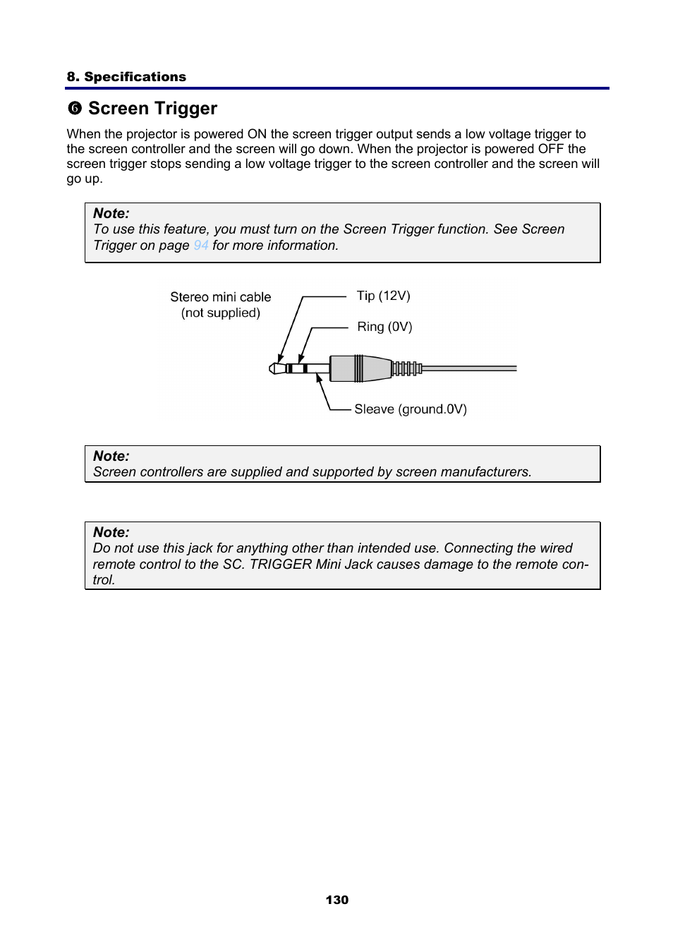 6) screen trigger, Creen, Rigger | Sscreen trigger | NEC NP4001 User Manual | Page 142 / 151