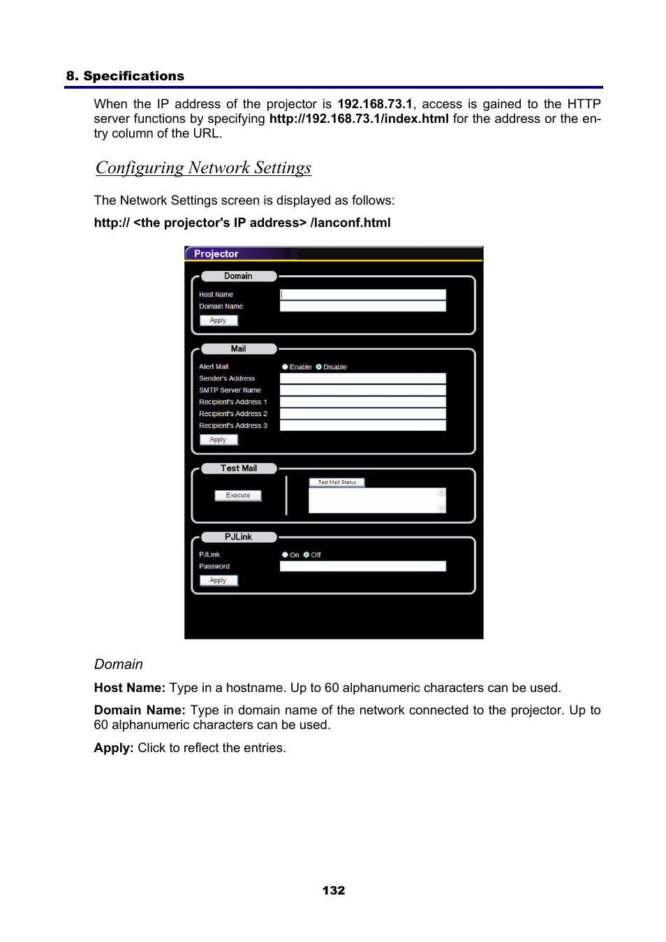 Configuring network settings | NEC NP4001 User Manual | Page 144 / 151
