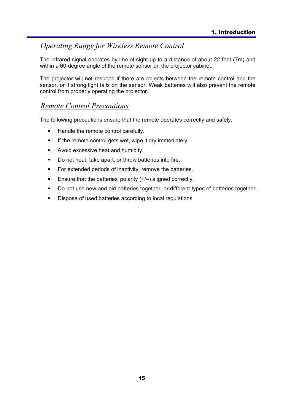 Operating range for wireless remote control, Remote control precautions | NEC NP4001 User Manual | Page 27 / 151