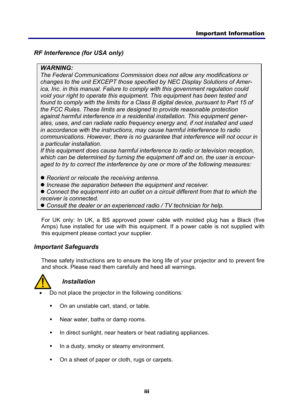 NEC NP4001 User Manual | Page 5 / 151