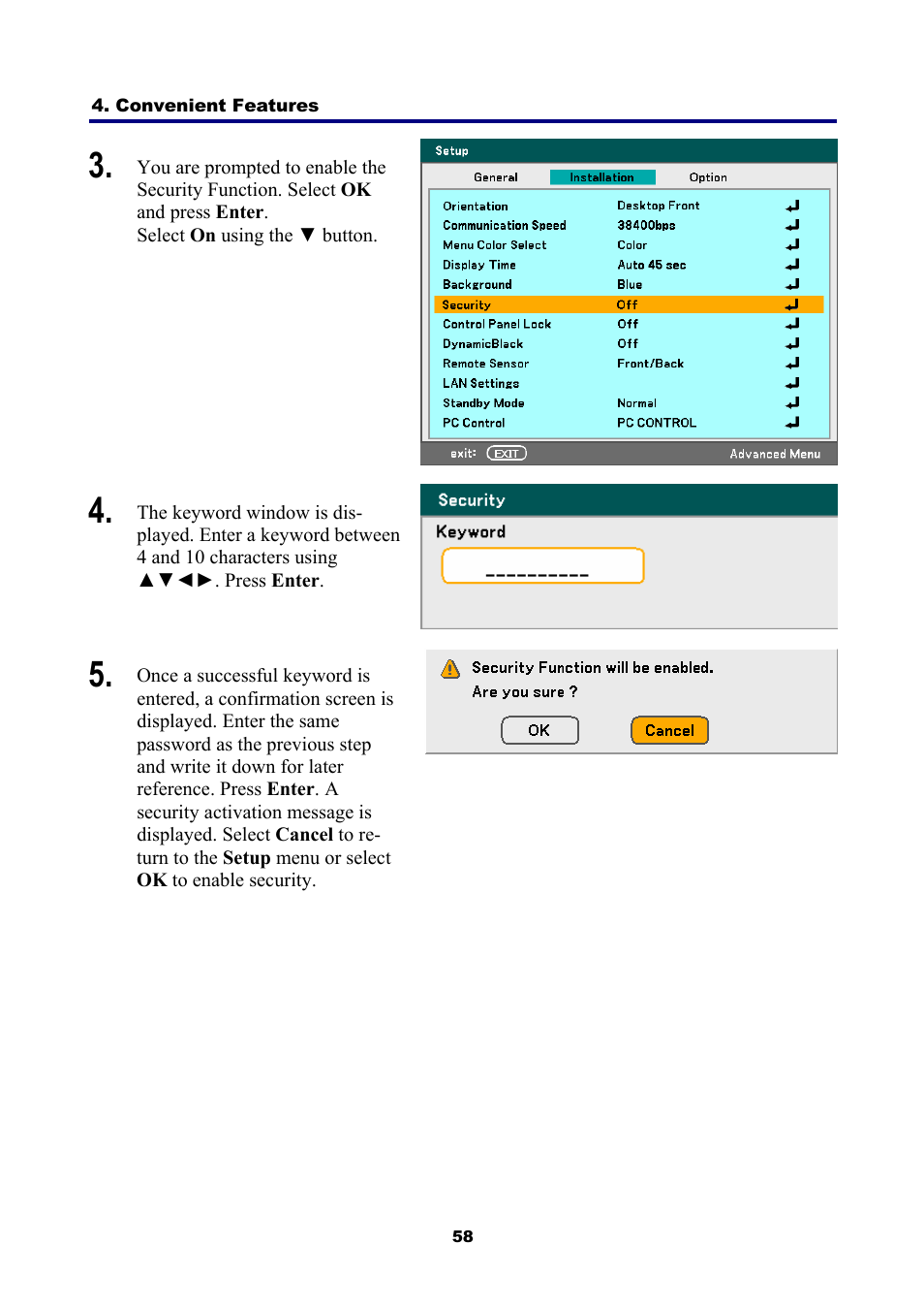 NEC NP4001 User Manual | Page 70 / 151