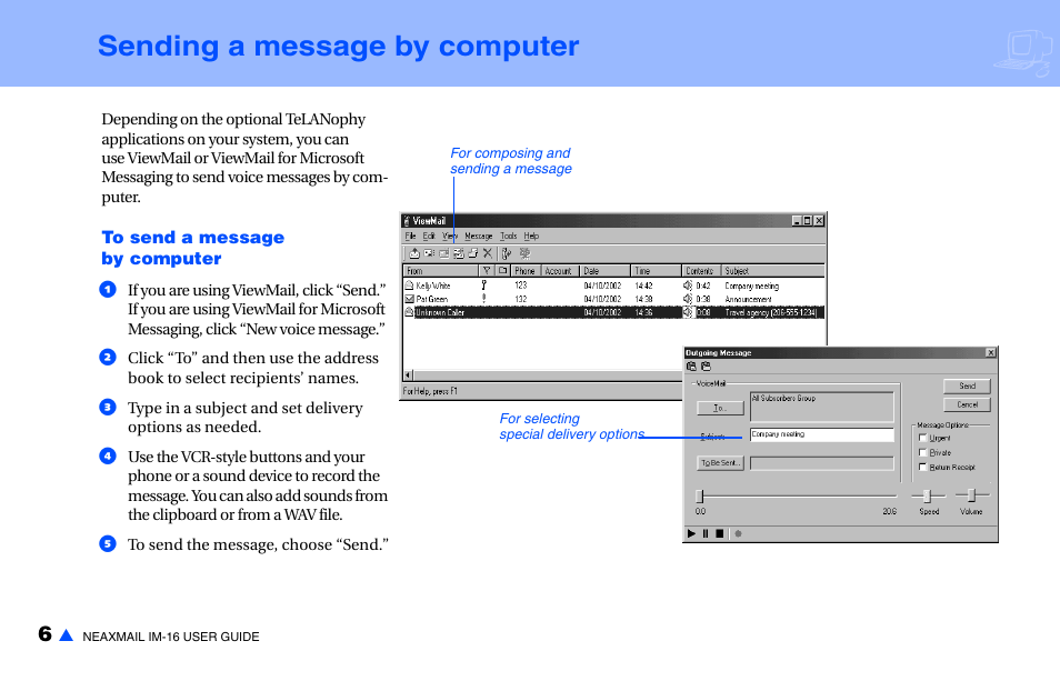 Sending a message by computer | NEC NEAXMAIL IM-16 User Manual | Page 12 / 86