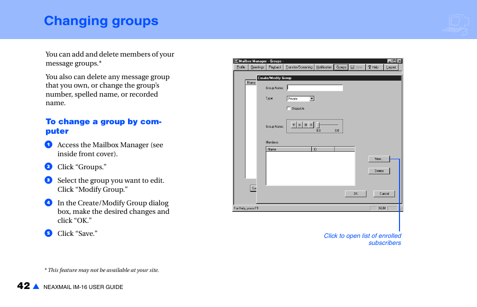 Changing groups | NEC NEAXMAIL IM-16 User Manual | Page 48 / 86