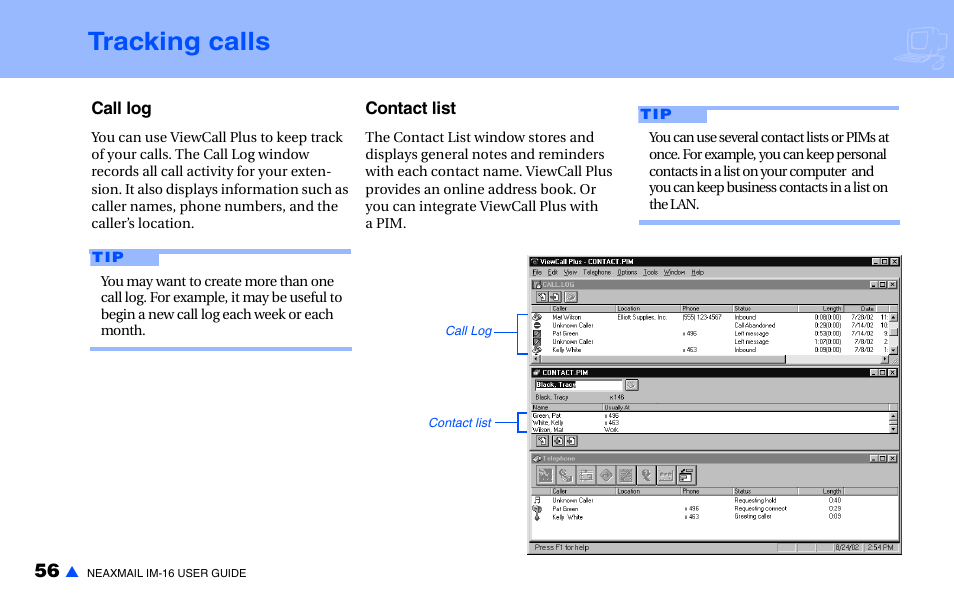 Tracking calls | NEC NEAXMAIL IM-16 User Manual | Page 62 / 86