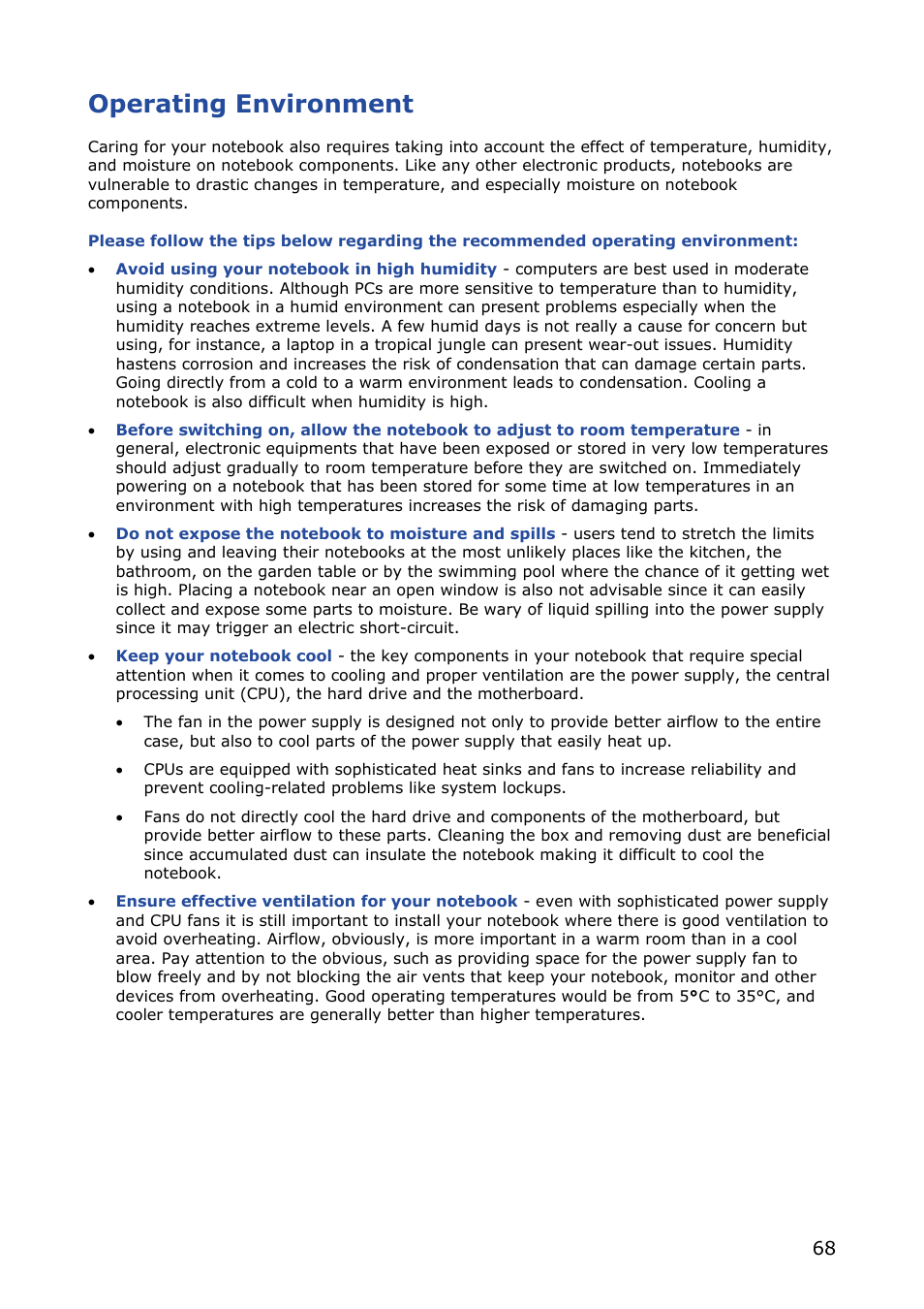 Operating environment | NEC VERSA M380 User Manual | Page 68 / 111