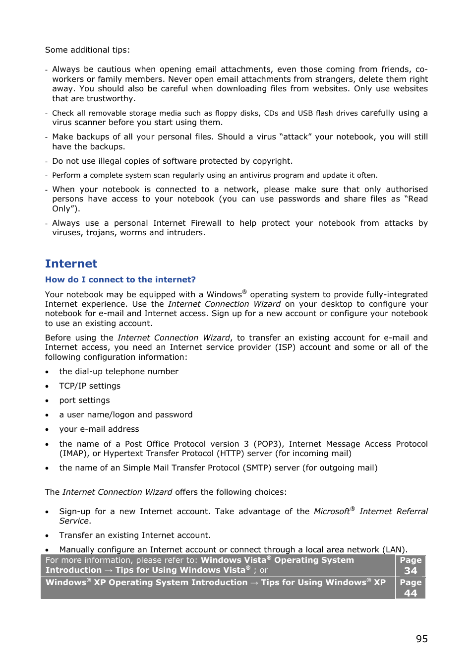 Internet | NEC VERSA M380 User Manual | Page 95 / 111