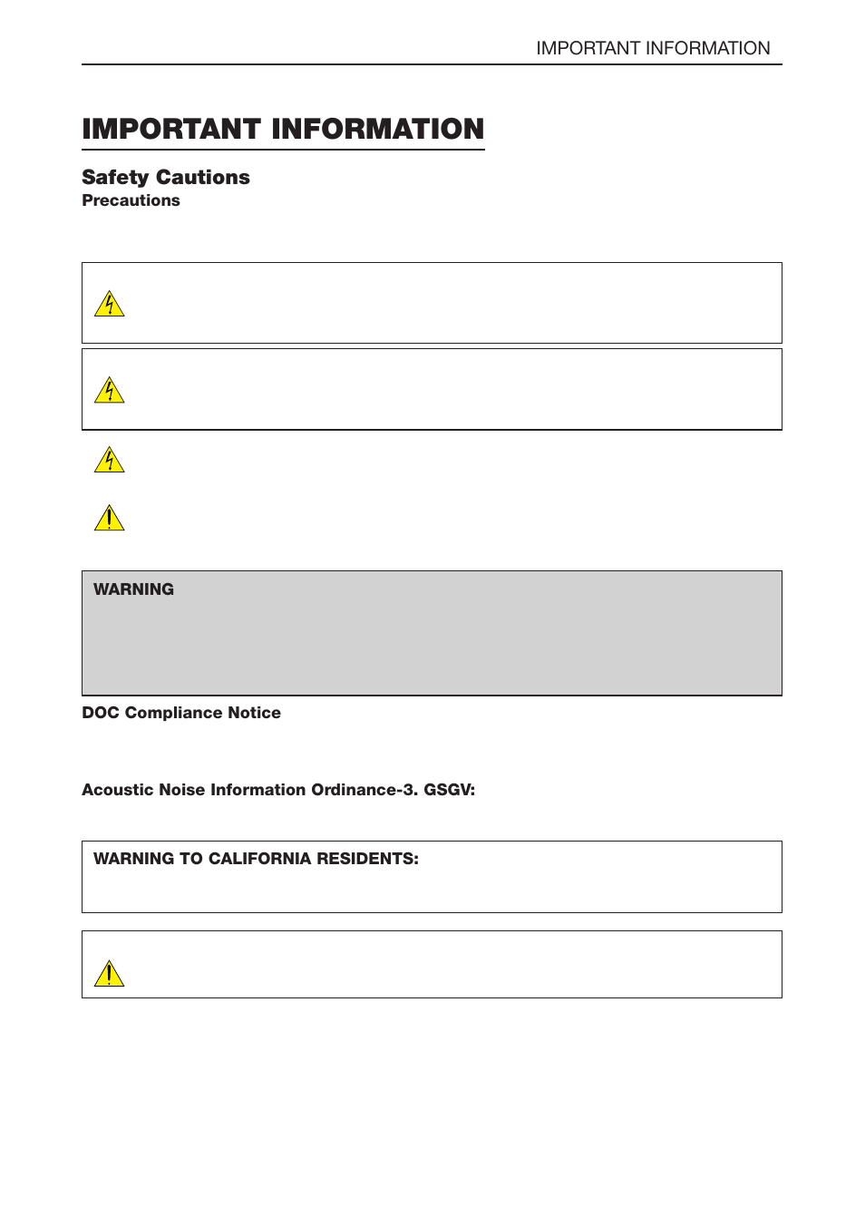 Important information, Safety cautions | NEC LT180 User Manual | Page 2 / 73