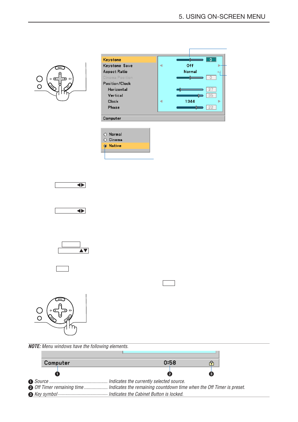 E-32, Using on-screen menu | NEC LT180 User Manual | Page 39 / 73