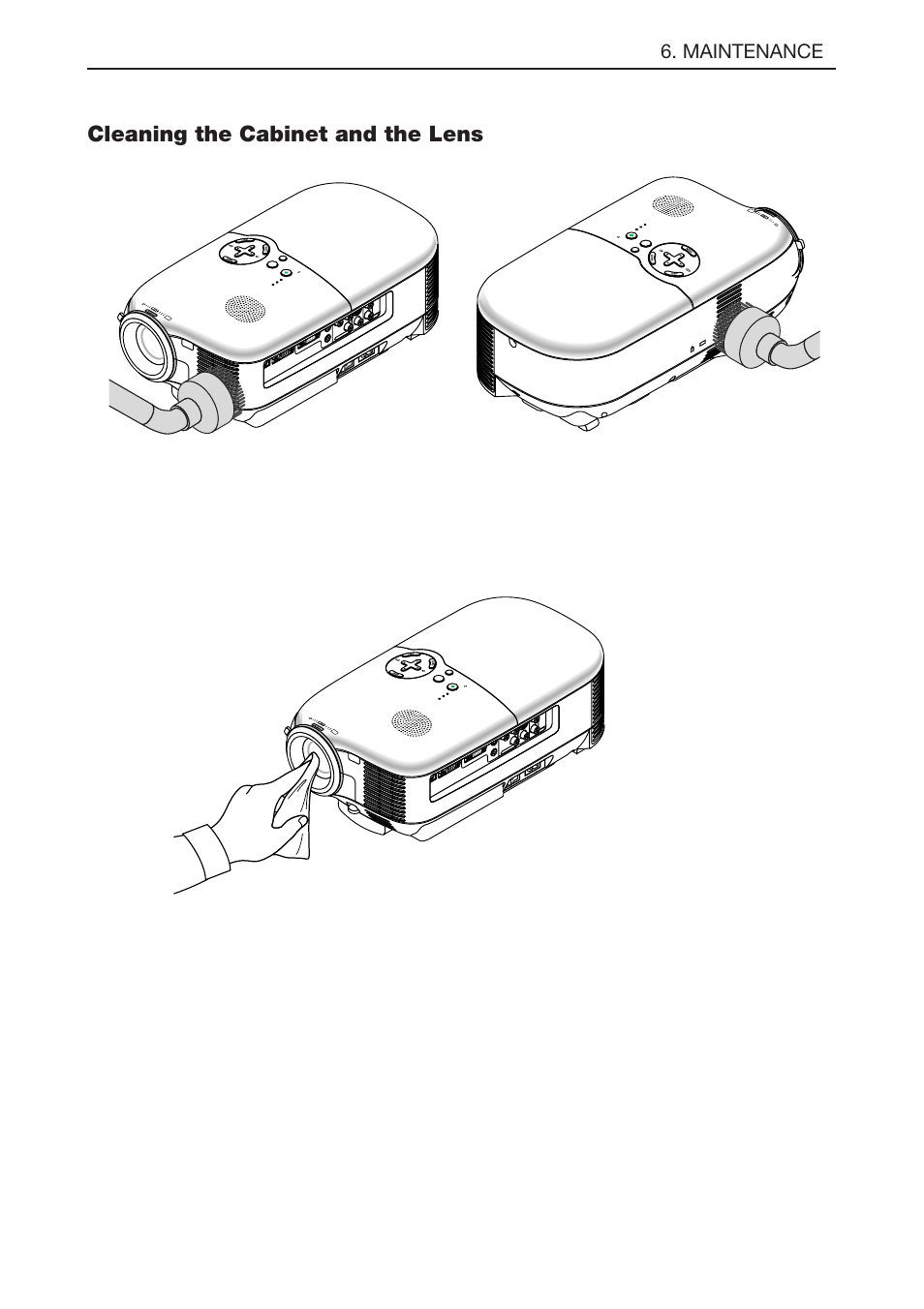 Cleaning the cabinet and the lens, E-47, Maintenance | Au to ad j, Aut o adj | NEC LT180 User Manual | Page 54 / 73