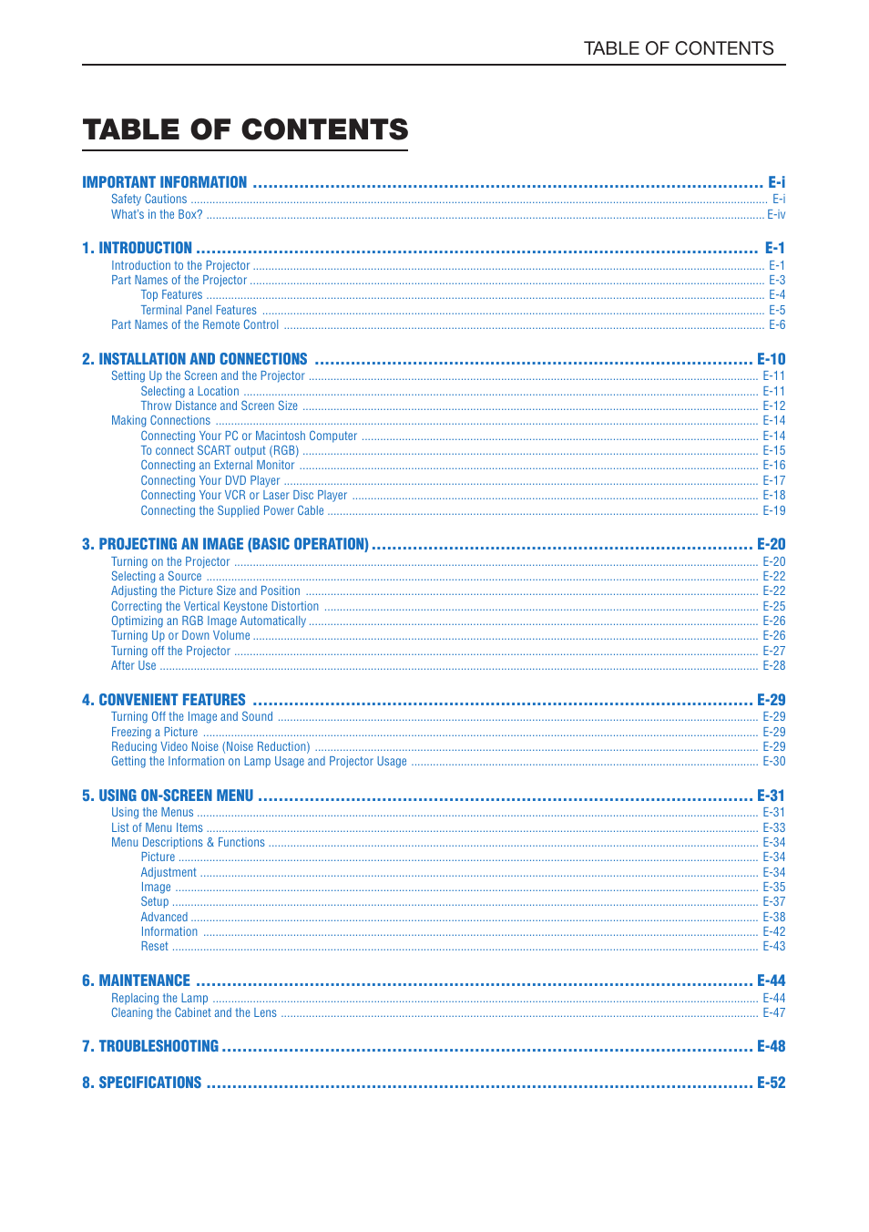 NEC LT180 User Manual | Page 6 / 73