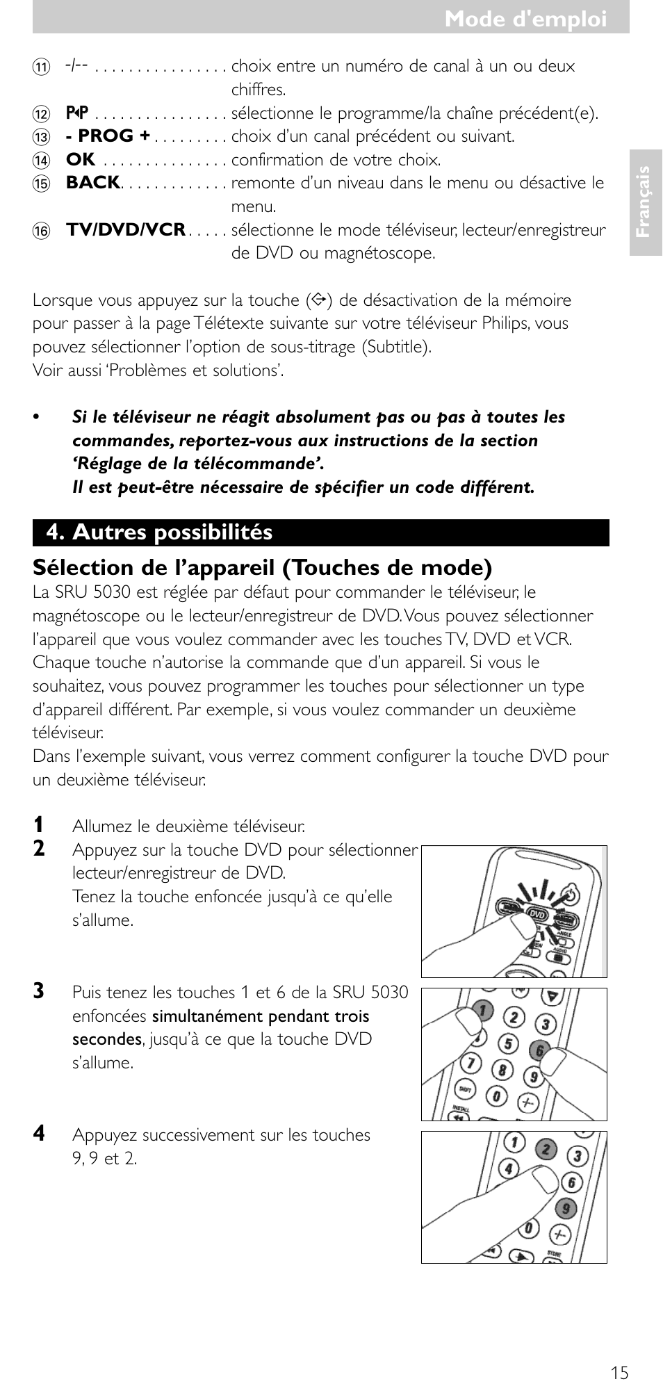 Mode d'emploi | Philips SRU 5030/86 User Manual | Page 14 / 81