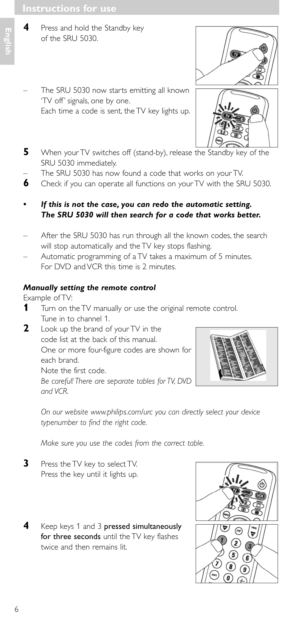 Instructions for use | Philips SRU 5030/86 User Manual | Page 5 / 81