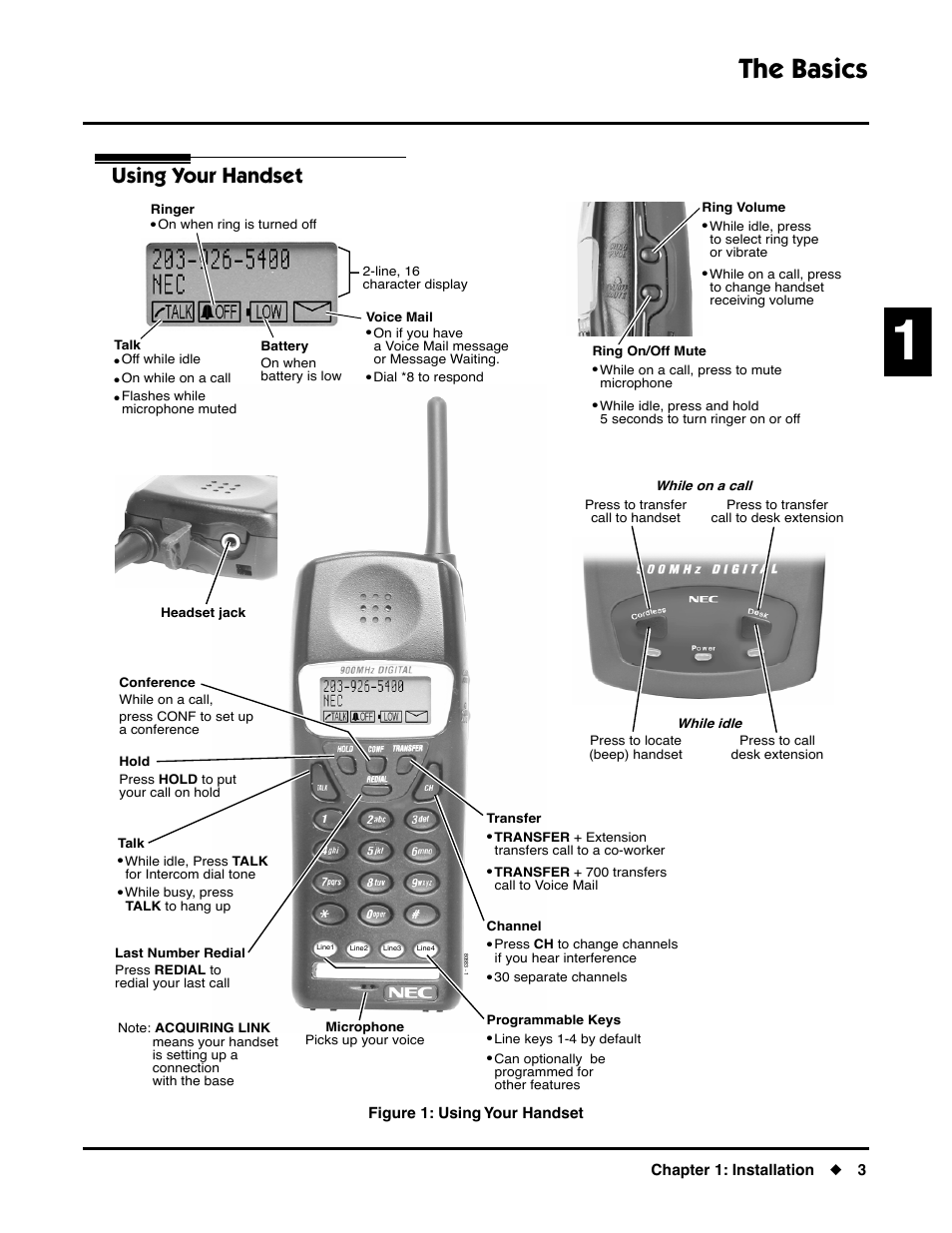 Using your handset, The basics, Basic operation | NEC DS1000/2000 User Manual | Page 7 / 48