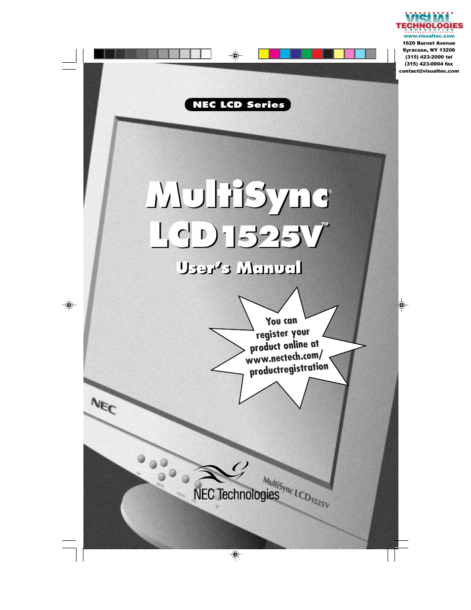 NEC MultiSync LCD1525V User Manual | 18 pages