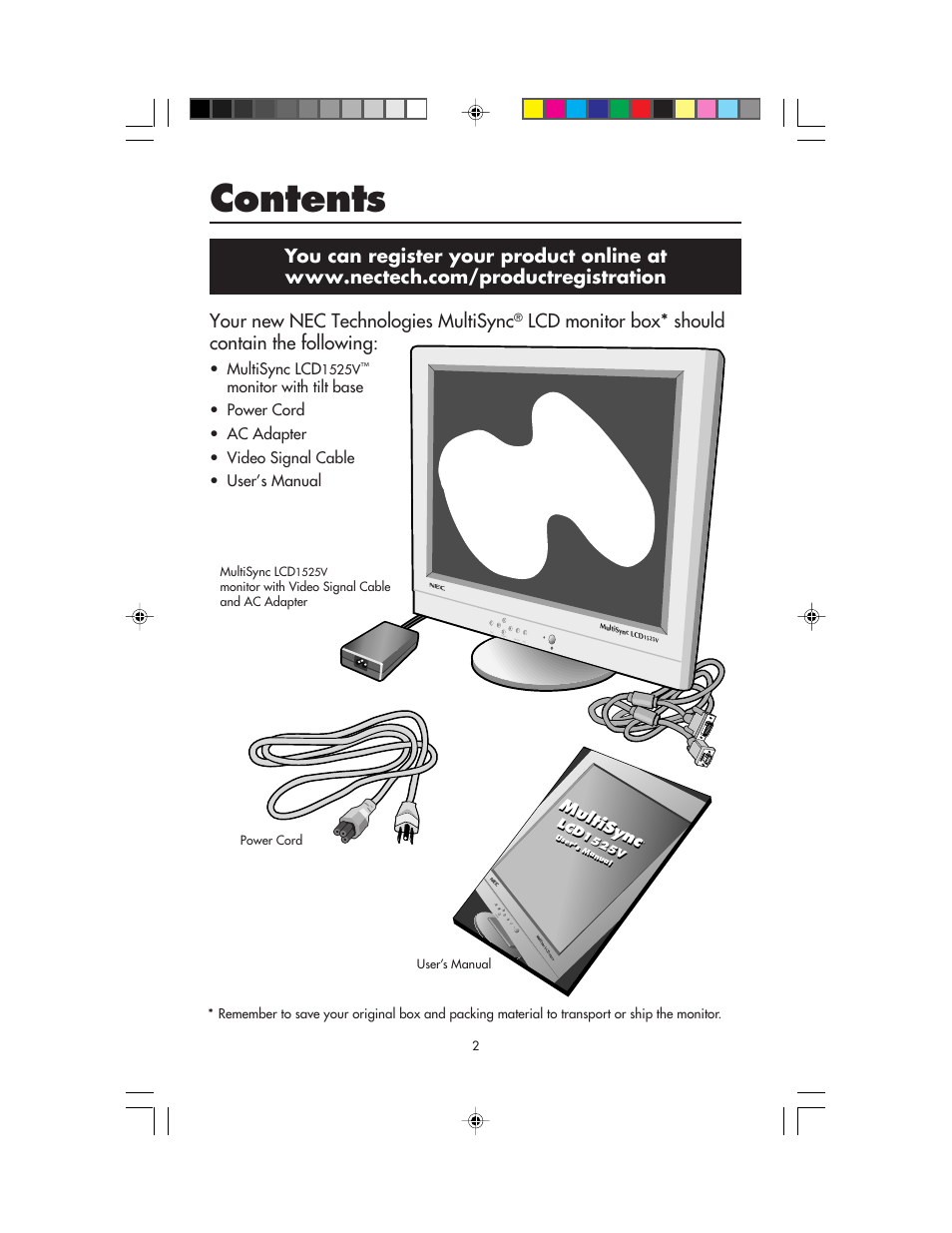 NEC MultiSync LCD1525V User Manual | Page 4 / 18