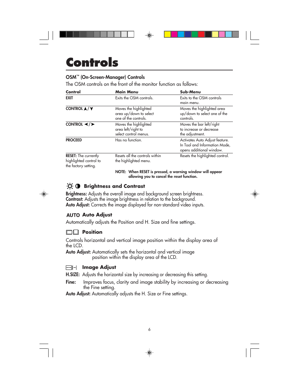 Controls | NEC MultiSync LCD1525V User Manual | Page 8 / 18