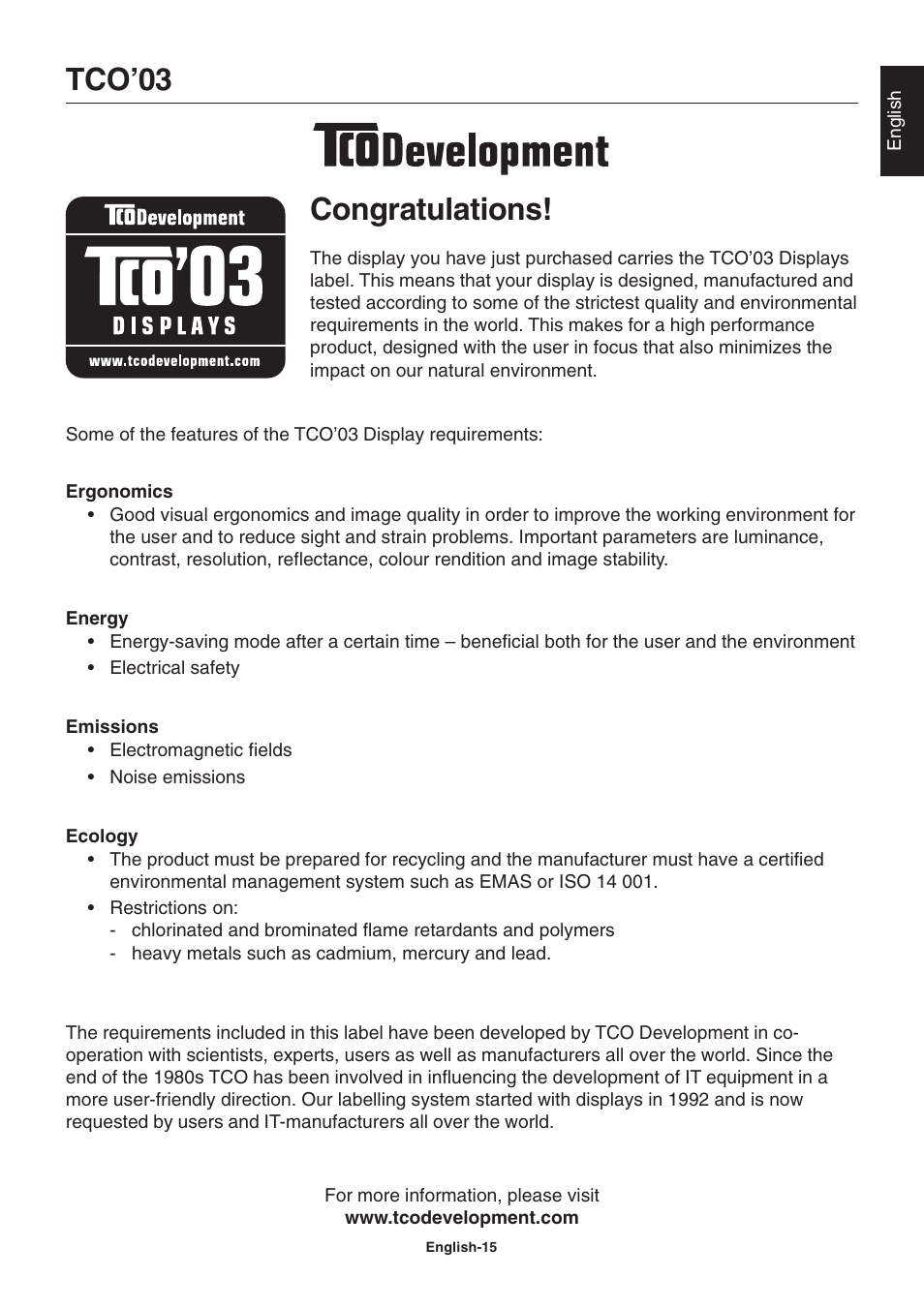 Tco’03 | NEC V221W User Manual | Page 17 / 18