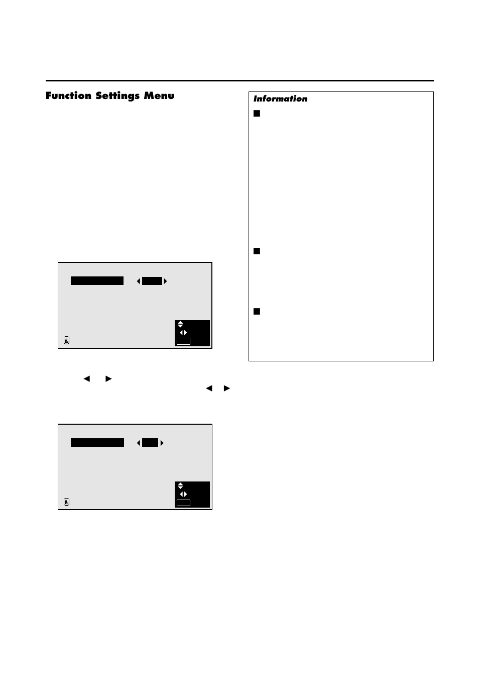 Function settings menu | NEC PlasmaSync 4210W User Manual | Page 36 / 60