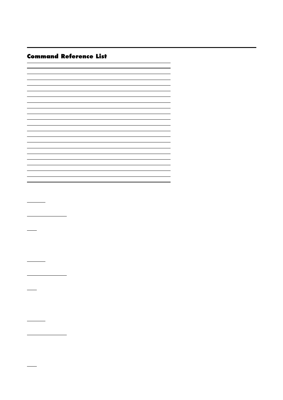 Command reference list | NEC PlasmaSync 4210W User Manual | Page 48 / 60