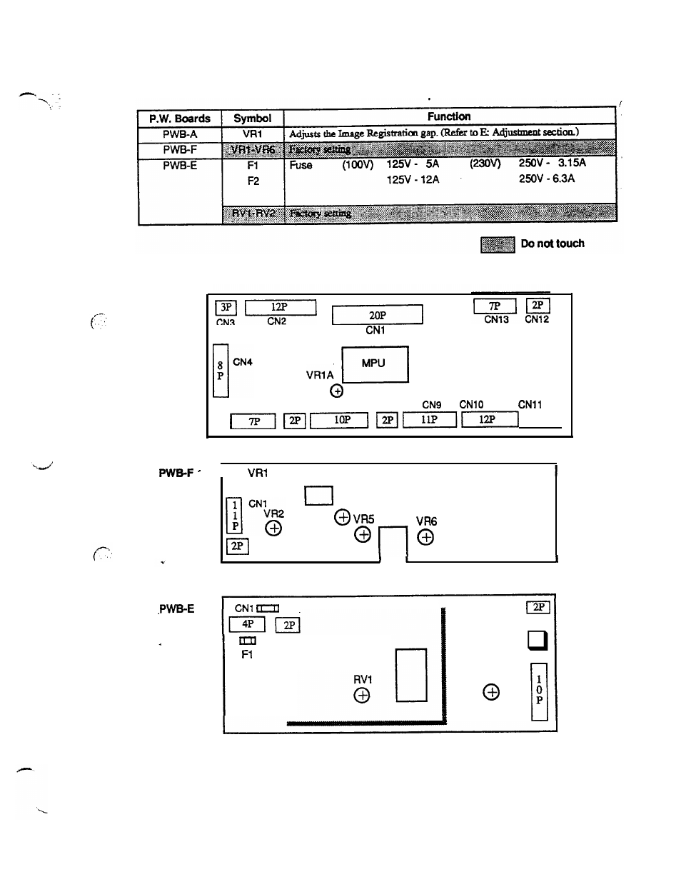 Service parts on p. w. boards, Service parts on p.w | NEC 2060 User Manual | Page 25 / 94