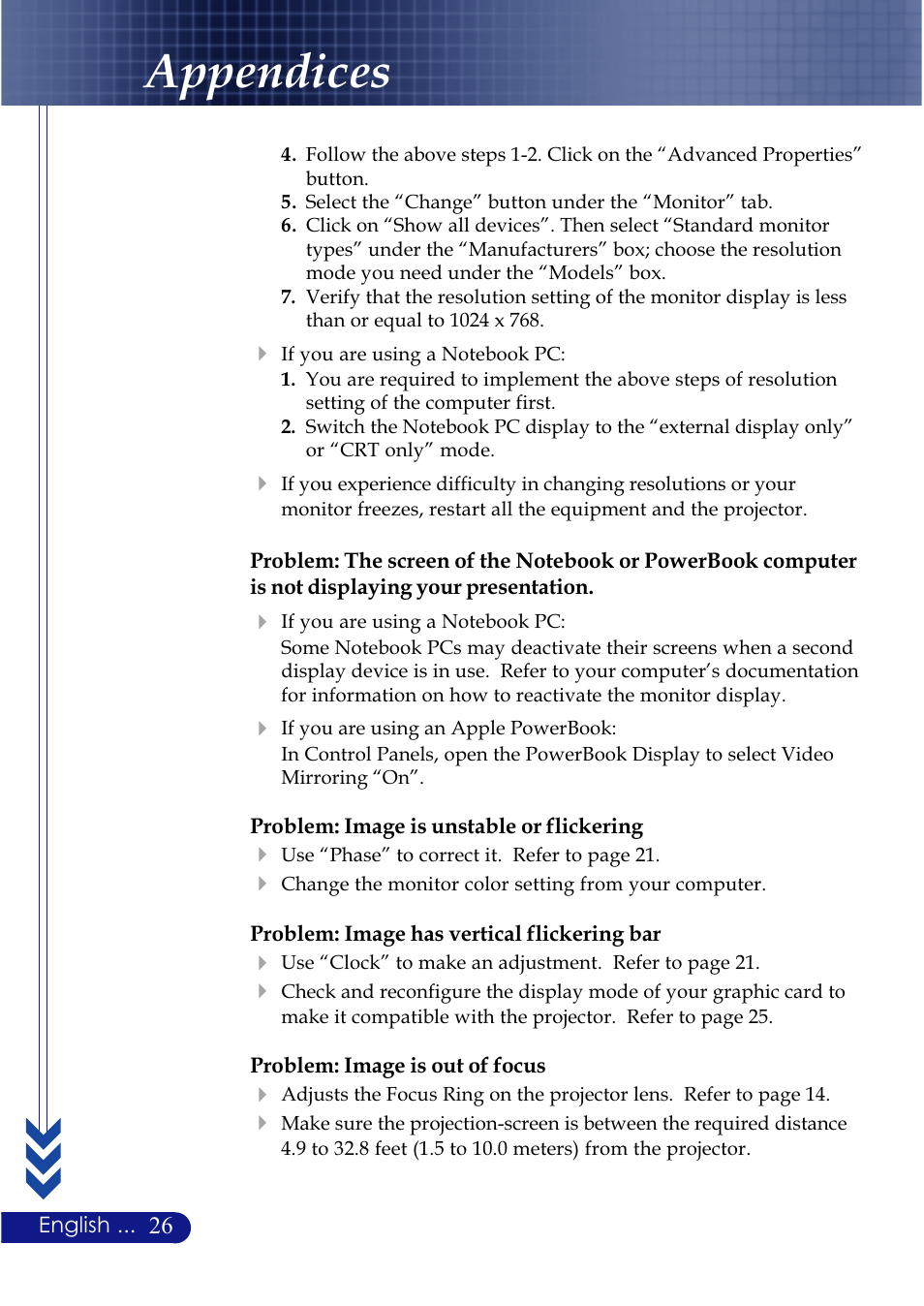 Appendices | NEC LT20 User Manual | Page 30 / 40