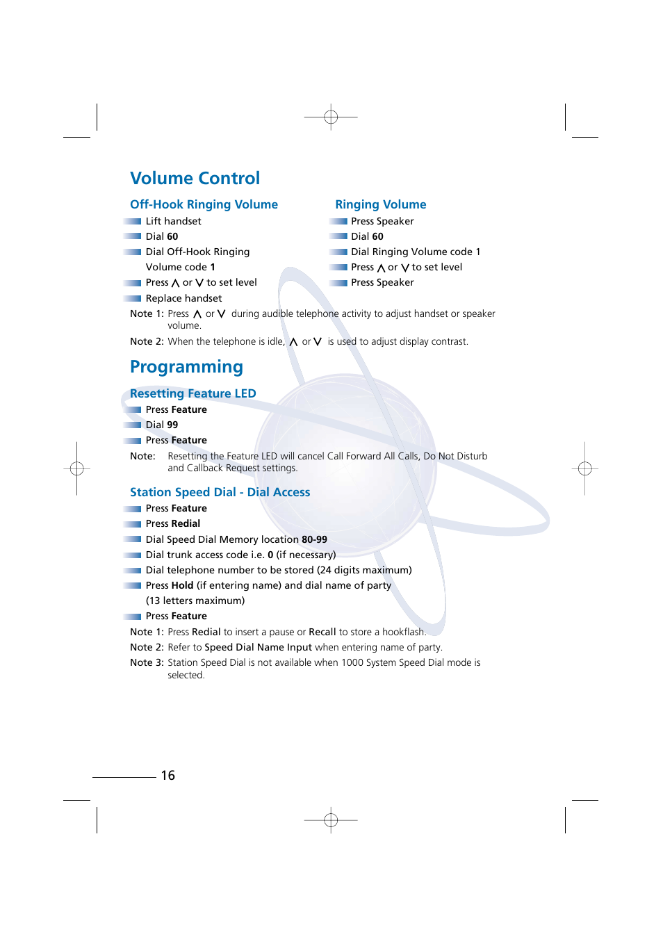 Volume control, Programming | NEC Digital Telephone Xen IPK User Manual | Page 18 / 24