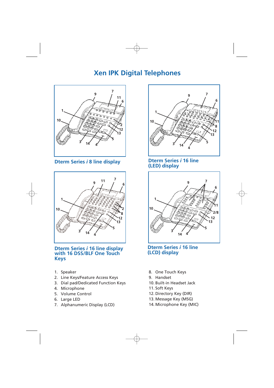 Xen ipk digital telephones, Dterm series i 16 line (led) display | NEC Digital Telephone Xen IPK User Manual | Page 2 / 24
