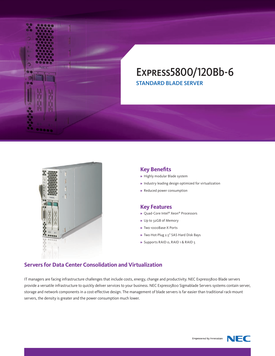 NEC Express120Bb-6 User Manual | 2 pages