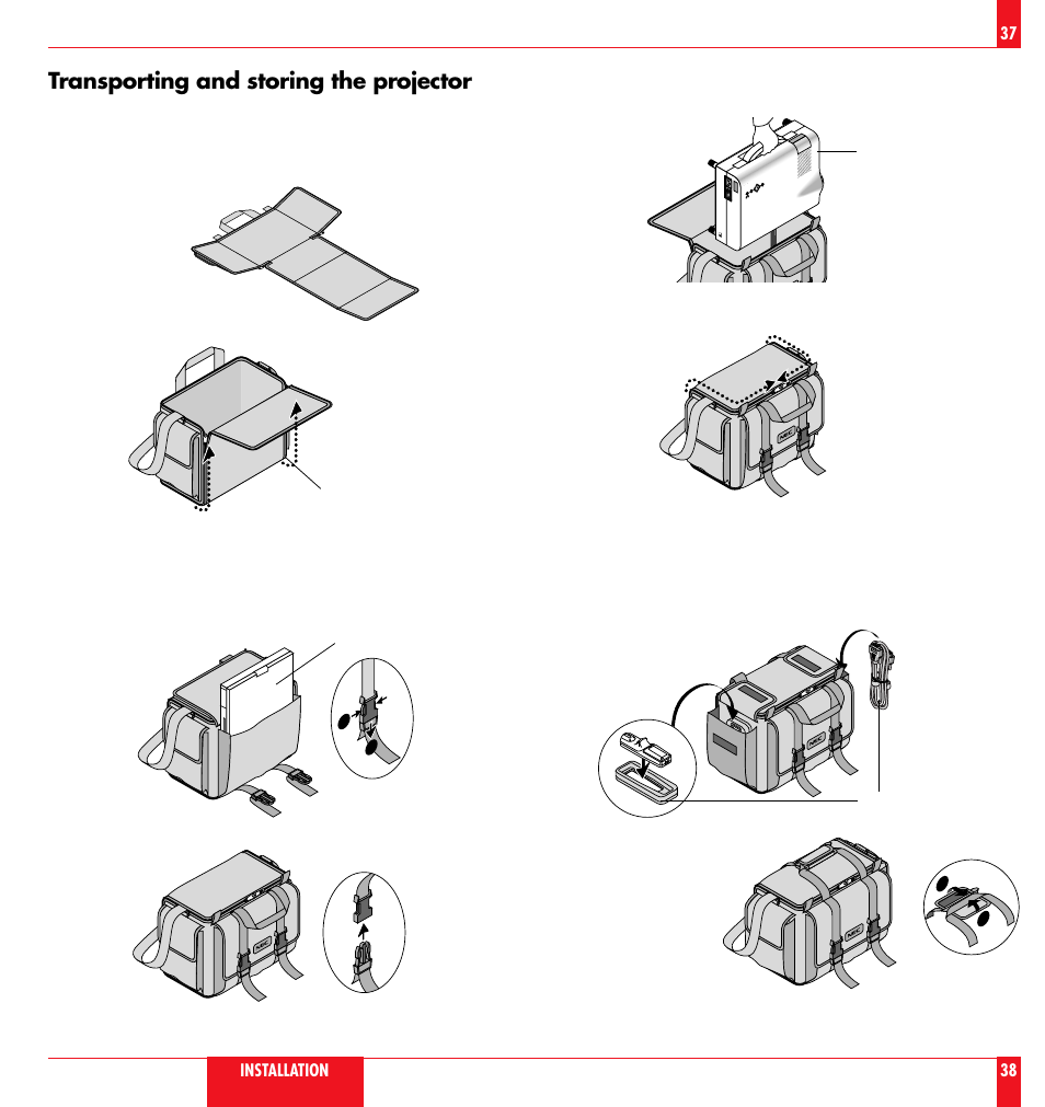 Transporting and storing the projector | NEC LT 100 User Manual | Page 20 / 52