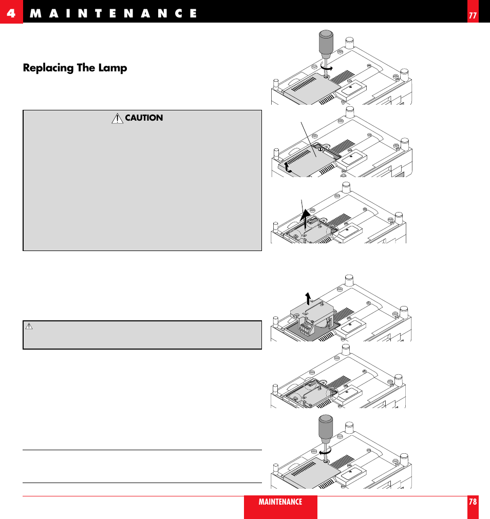Replacing the lamp | NEC LT 100 User Manual | Page 40 / 52