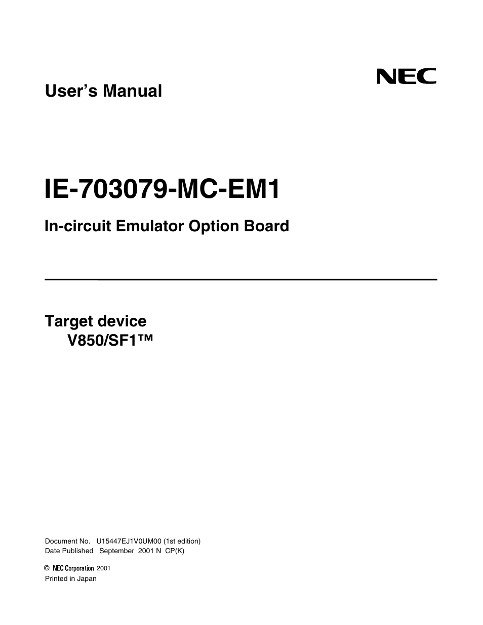 NEC V850/SF1 User Manual | 35 pages