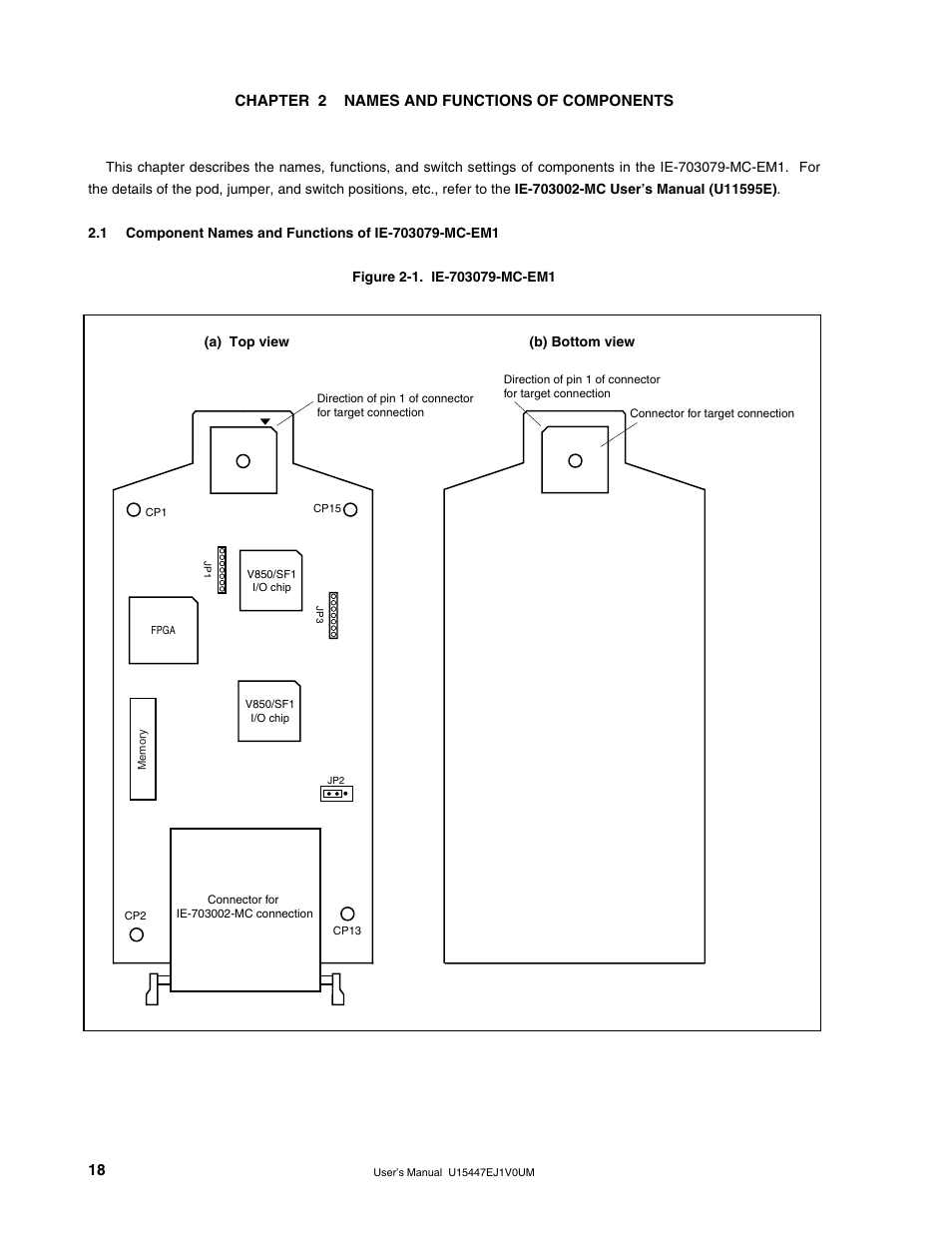 Chapter 2 names and functions of components | NEC V850/SF1 User Manual | Page 18 / 35