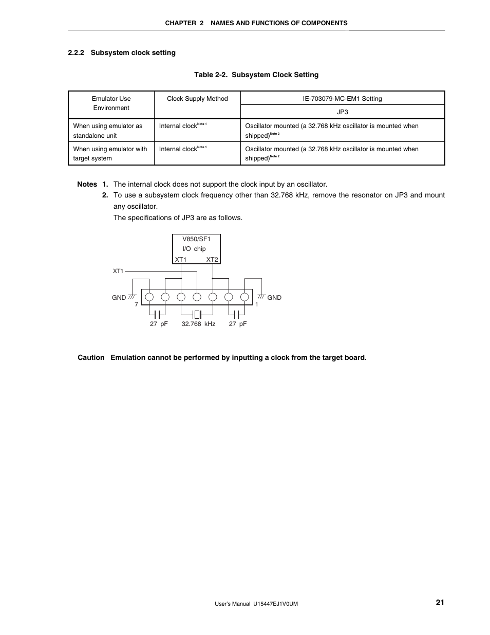 2 subsystem clock setting | NEC V850/SF1 User Manual | Page 21 / 35