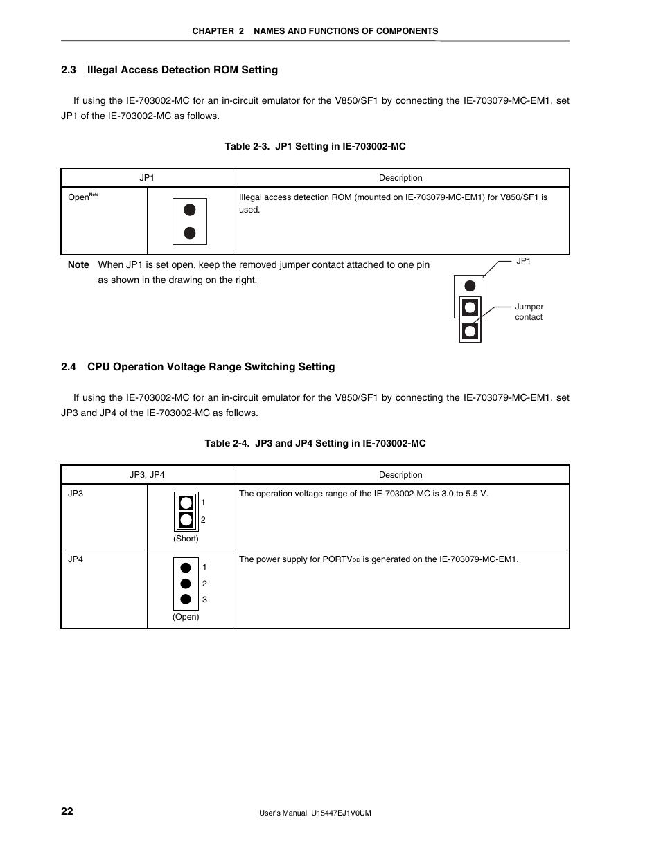 3 illegal access detection rom setting, 4 cpu operation voltage range switching setting | NEC V850/SF1 User Manual | Page 22 / 35