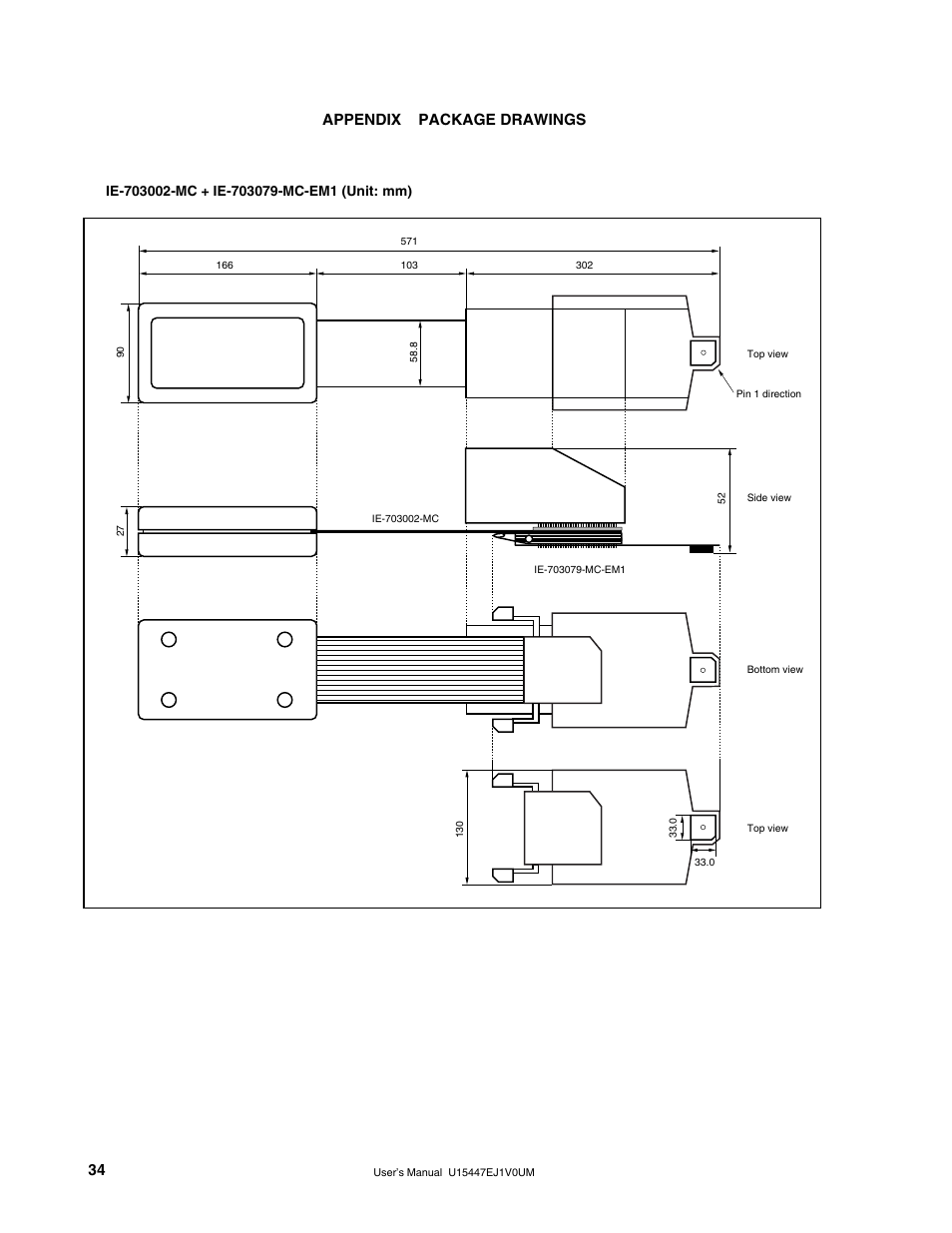 Appendix package drawings, 34 appendix package drawings | NEC V850/SF1 User Manual | Page 34 / 35