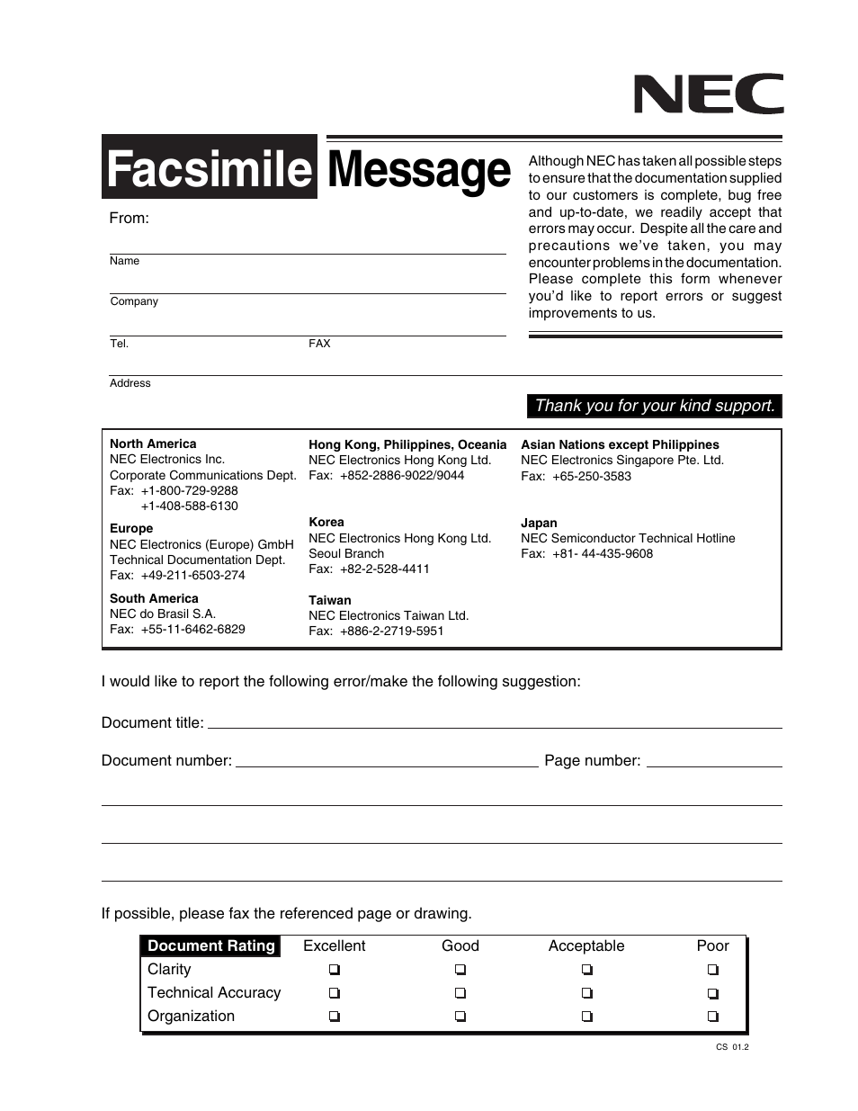 Facsimile, Message | NEC V850/SF1 User Manual | Page 35 / 35