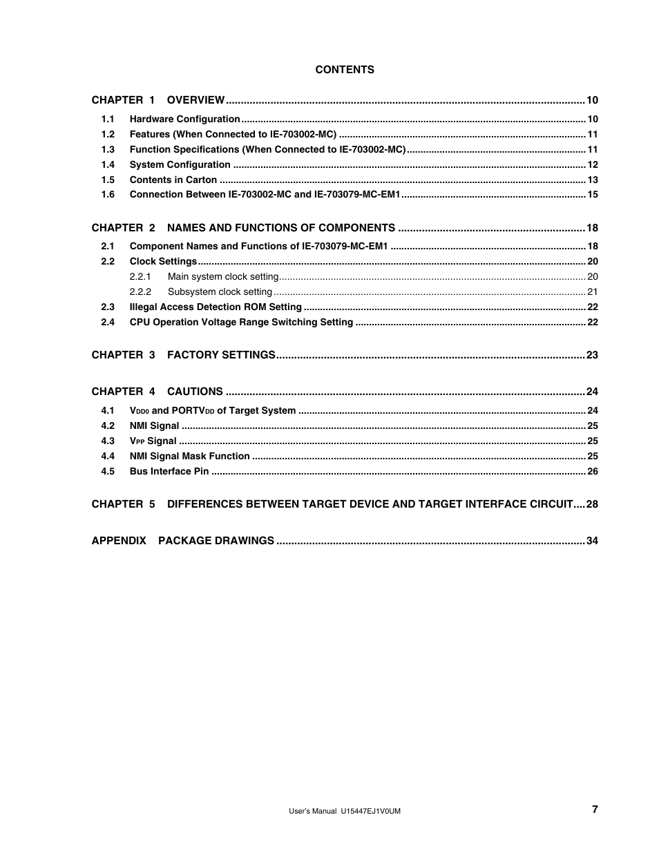 NEC V850/SF1 User Manual | Page 7 / 35