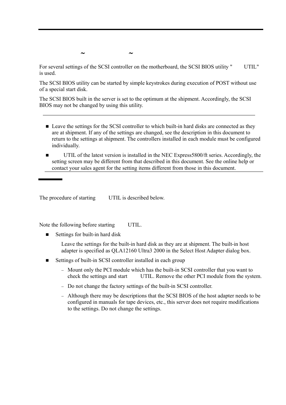 Scsi bios ( fast!util, Start, Notes | Start procedure, Scsi bios ∼ fast! util | NEC EXPRESS 320Lb-R User Manual | Page 111 / 296