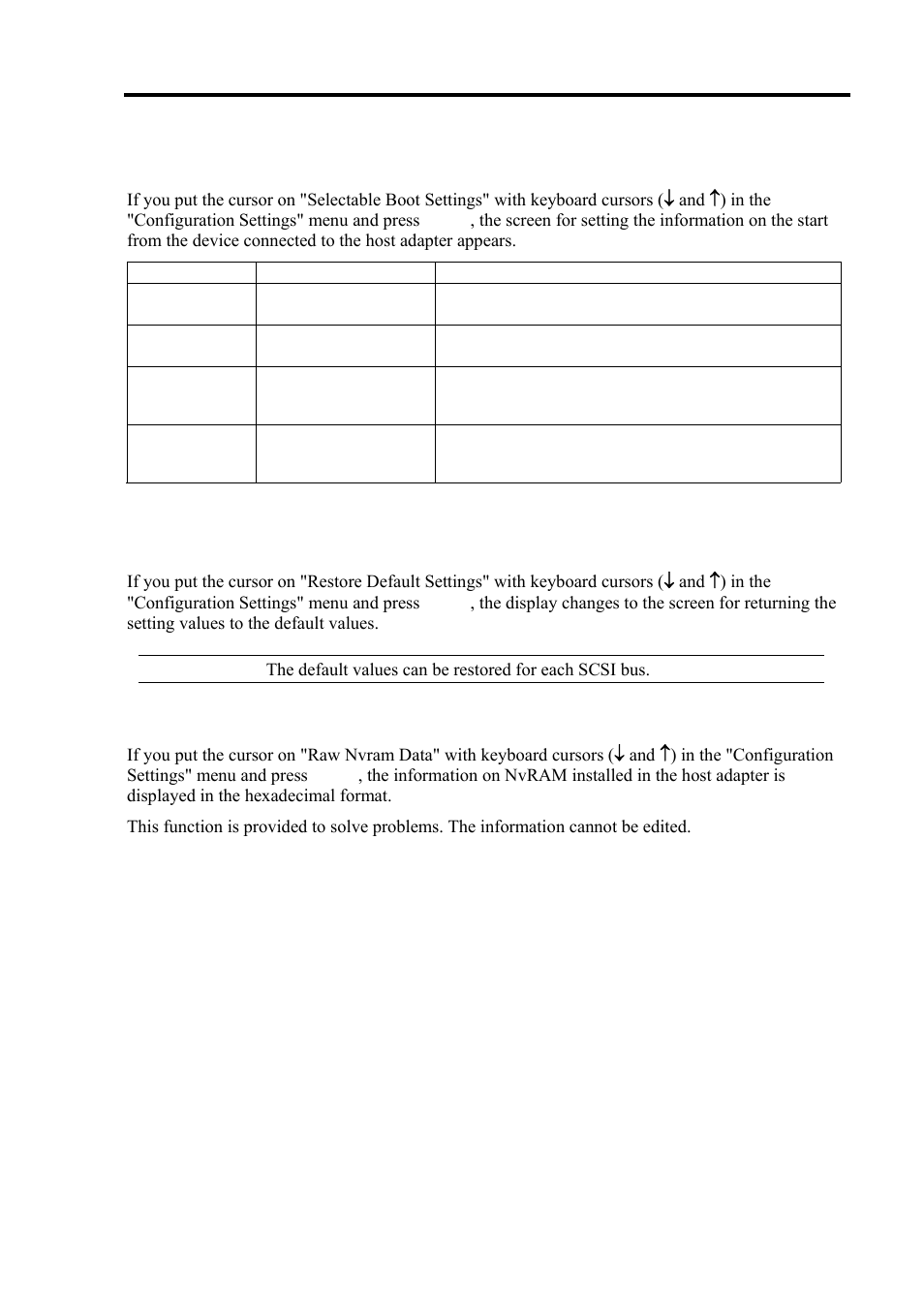 Selectable boot settings, Restore default settings, Raw nvram data | NEC EXPRESS 320Lb-R User Manual | Page 117 / 296
