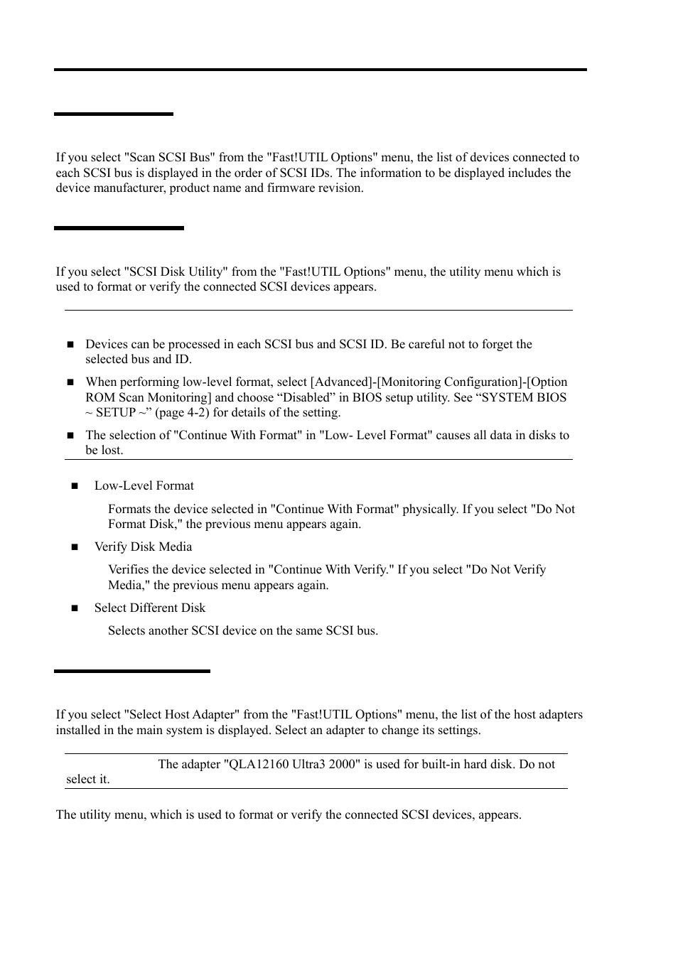 Scan scsi bus, Scsi disk utility, Select host adapter | NEC EXPRESS 320Lb-R User Manual | Page 118 / 296