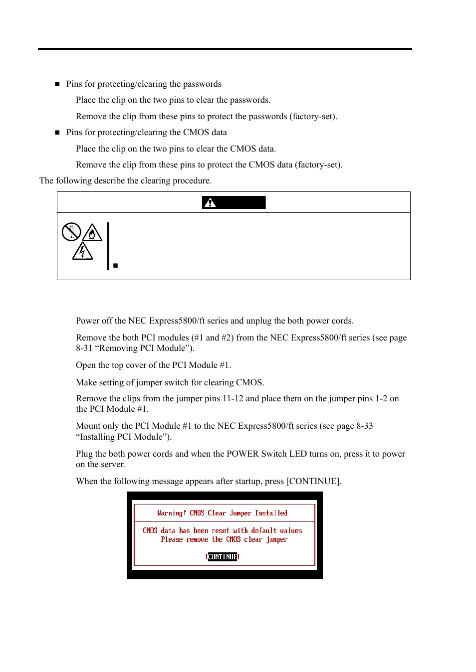 How to clear cmos | NEC EXPRESS 320Lb-R User Manual | Page 122 / 296