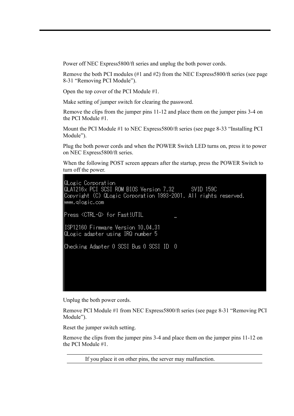 How to clear passwords | NEC EXPRESS 320Lb-R User Manual | Page 125 / 296