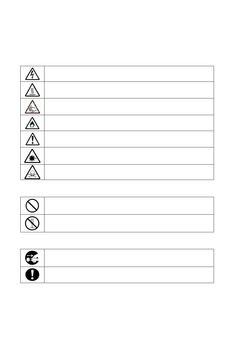 Attention, Prohibited actions, Mandatory actions | NEC EXPRESS 320Lb-R User Manual | Page 4 / 296