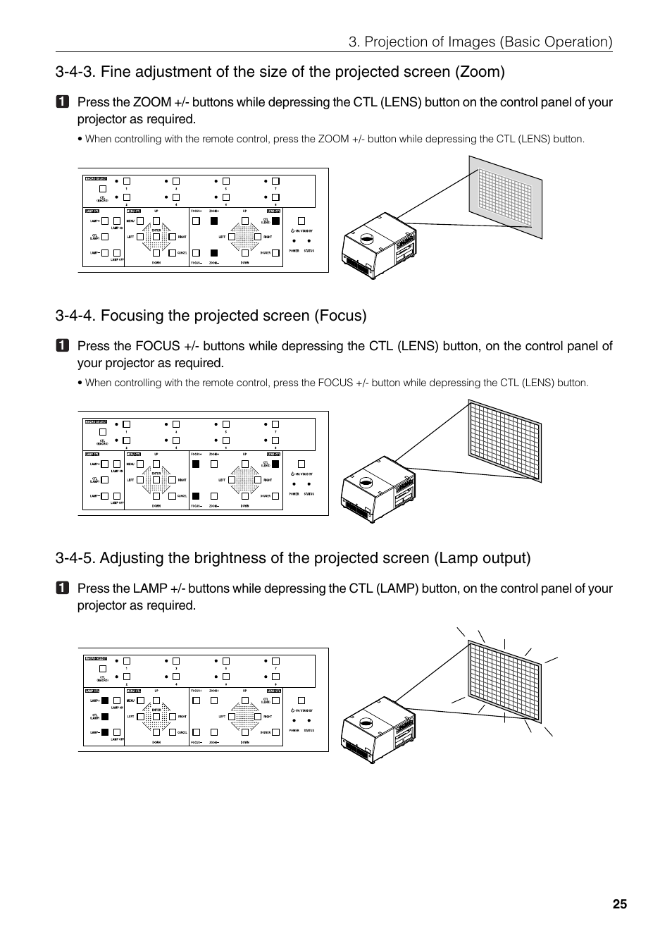 4-4. focusing the projected screen (focus) | NEC DLP CINEMA NC1600C User Manual | Page 25 / 57