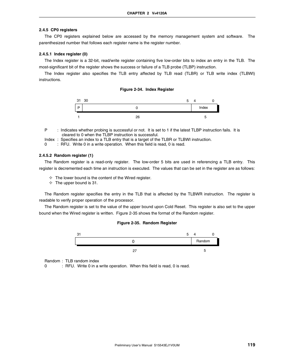 5 cp0 registers | NEC Network Controller uPD98502 User Manual | Page 119 / 595