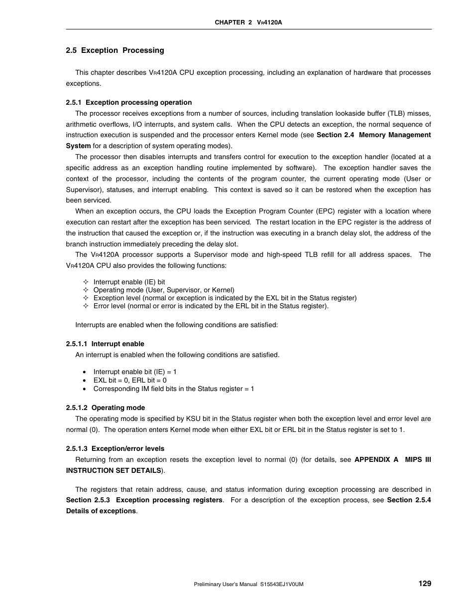 5 exception processing, 1 exception processing operation | NEC Network Controller uPD98502 User Manual | Page 129 / 595