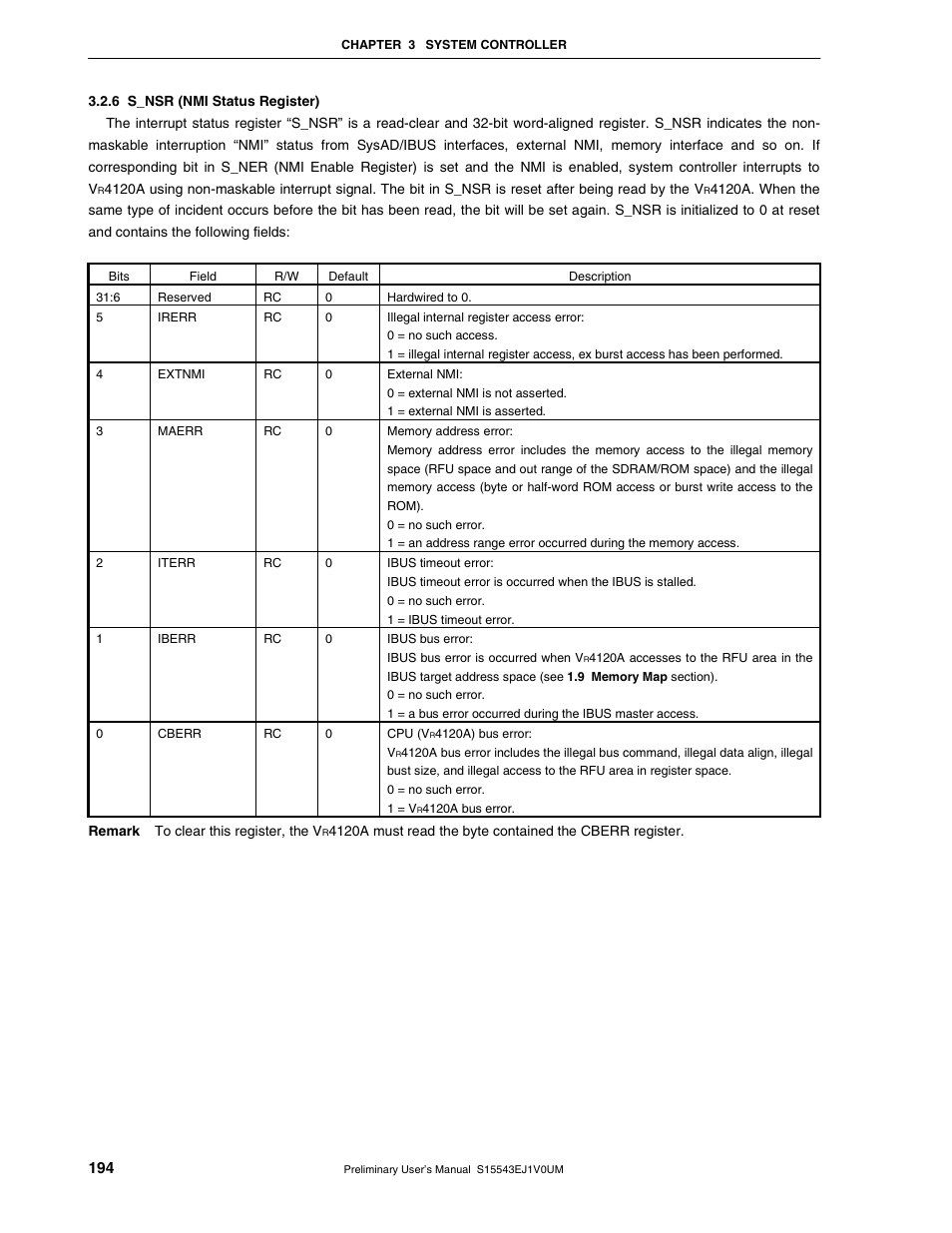 6 s_nsr (nmi status register) | NEC Network Controller uPD98502 User Manual | Page 194 / 595