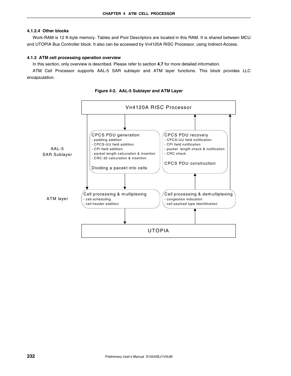 3 atm cell processing operation overview | NEC Network Controller uPD98502 User Manual | Page 232 / 595