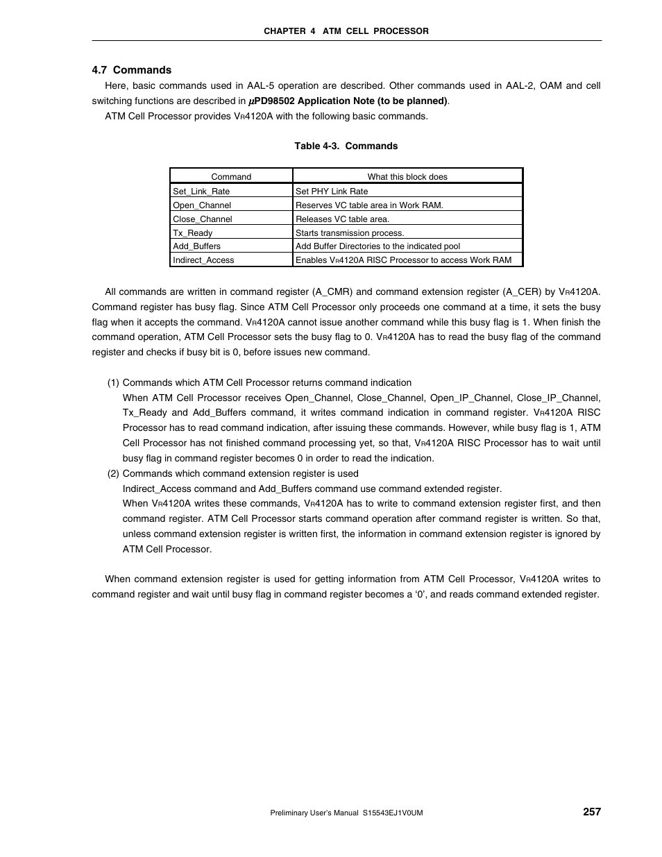 7 commands | NEC Network Controller uPD98502 User Manual | Page 257 / 595